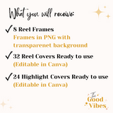 INSTAGRAM MEGA BUNDLE | HIGHLIGHT COVERS FOR STORIES | INSTAGRAM REEL COVER TEMPLATES | INSTAGRAM REEL FRAMES | GOOD VIBES COLLECTION