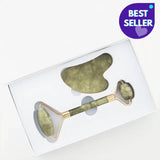 GUA SHA SCULPTOR & FACIAL ROLLER | GREEN JADE BASIC GIFT BOX