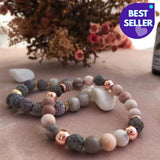 ESSENTIAL OIL DIFFUSER BRACELET SET | LAVA STONE AND PINK JASPER