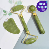 JADE GUA SHA SCULPTOR & FACIAL ROLLER SET JADE | PREMIUM GIFT BOX