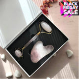 LUXURY GIFT BOX GUA SHA SCULPTOR & FACIAL ROLLER ROSE QUARTZ