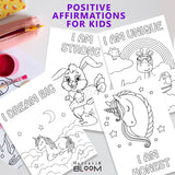 PRINTABLE COLORING BOOK FOR KIDS | CUTE ANIMALS WITH POSITIVE AFFIRMATIONS | DIGITAL DOWNLOAD