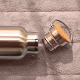 REUSABLE WATER BOTTLE -FOOD GRADE STAINLESS STEEL AND BAMBOO