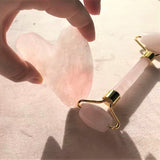 LUXURY GIFT BOX GUA SHA SCULPTOR & FACIAL ROLLER ROSE QUARTZ