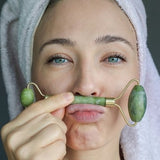 ROLLER FOR FACIAL MASSAGE-NATURAL JADE & ROSE QUARTZ | 3 UNITS BUNDLE