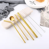 REUSABLE STAINLESS STEEL STRAW SPOON SET