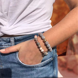 ESSENTIAL OIL DIFFUSER BRACELET SET | LAVA STONE AND PINK JASPER