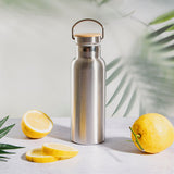 REUSABLE WATER BOTTLE -FOOD GRADE STAINLESS STEEL AND BAMBOO
